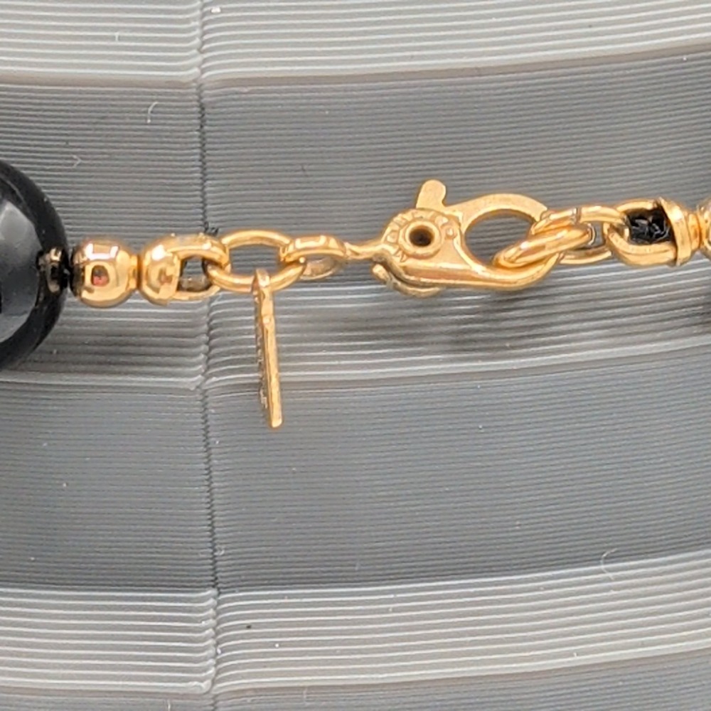 Vintage Monet Black Beaded Choker Necklace Gold Tone Spacers 15" - Picture 10 of 13